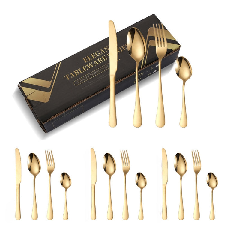 Lot de 16 couteaux et fourchettes en acier inoxydable plaqué or, dans une boîte en carton, couverts de style occidental, couleur acier inoxydable, or, or rose, multicolore, noir