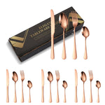 Lot de 16 couteaux et fourchettes en acier inoxydable plaqué or, dans une boîte en carton, couverts de style occidental, couleur acier inoxydable, or, or rose, multicolore, noir