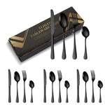Lot de 16 couteaux et fourchettes en acier inoxydable plaqué or, dans une boîte en carton, couverts de style occidental, couleur acier inoxydable, or, or rose, multicolore, noir