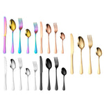 Lot de 16 couteaux et fourchettes en acier inoxydable plaqué or, dans une boîte en carton, couverts de style occidental, couleur acier inoxydable, or, or rose, multicolore, noir