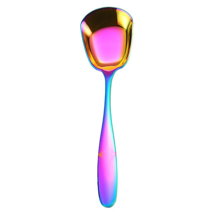 Petite cuillère 304 en acier inoxydable brillante épaissie à tête plate et fond plat, couleur acier inoxydable, or titane, or rose, colorée, noire, bleue