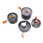 Hewolf HW-K1779 Ensemble de camping portable avec réchaud en aluminium pour 4-5 personnes, HW-K1779