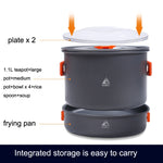 Hewolf HW-K1779 Ensemble de camping portable avec réchaud en aluminium pour 4-5 personnes, HW-K1779