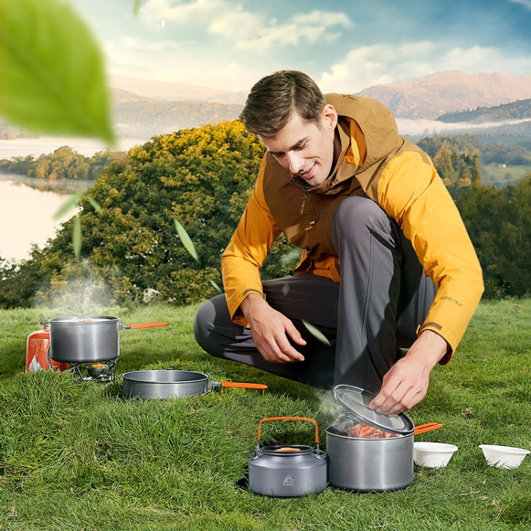 Hewolf HW-K1779 Ensemble de camping portable avec réchaud en aluminium pour 4-5 personnes, HW-K1779