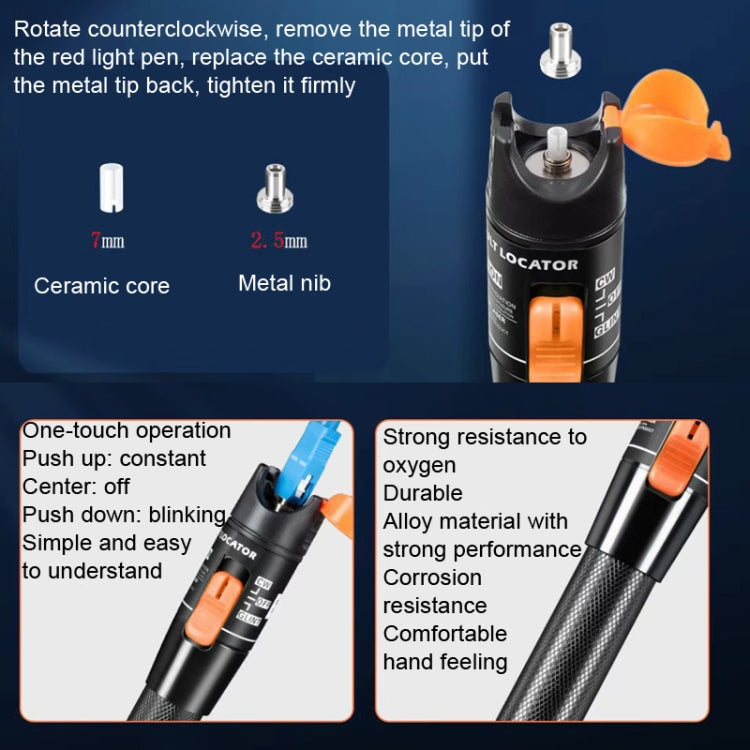 Stylo test lumière rouge fibre optique source lumière rouge à travers stylo optique détection fibre optique, 5 mW, 10 mW, 20 mW, 30 mW, 50 mW
