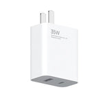 Chargeur portable double port 35W USB-C+USB-A à charge rapide original Xiaomi (1C+1A), prise US, 35W