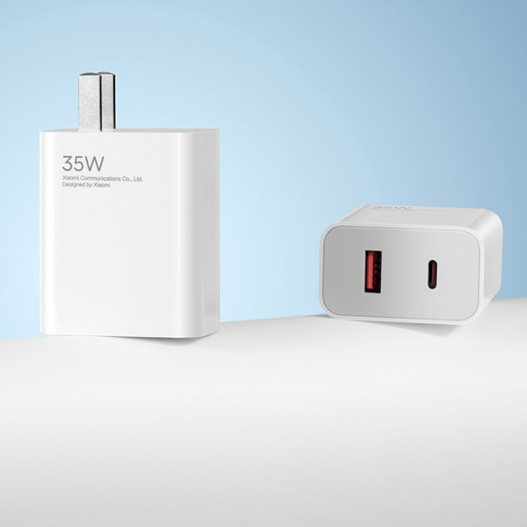 Chargeur portable double port 35W USB-C+USB-A à charge rapide original Xiaomi (1C+1A), prise US, 35W