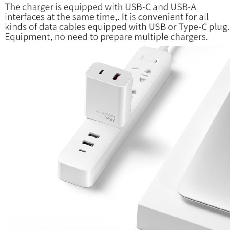 Chargeur portable double port 35W USB-C+USB-A à charge rapide original Xiaomi (1C+1A), prise US, 35W