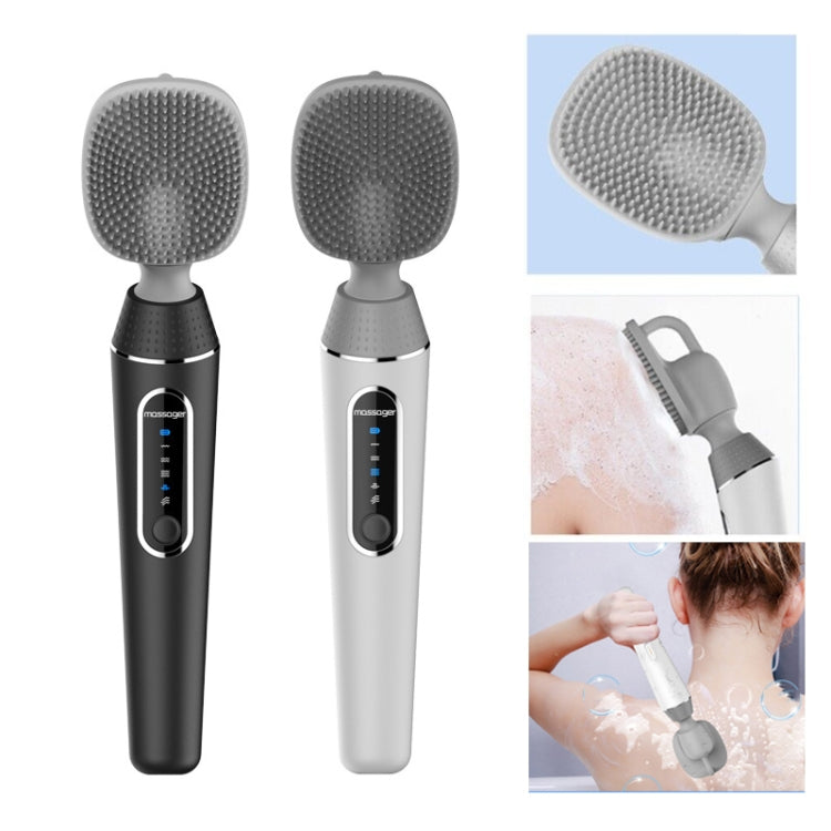 Brosse de bain électrique en silicone, vibrante, à manche long, pour le dos, spa et douche