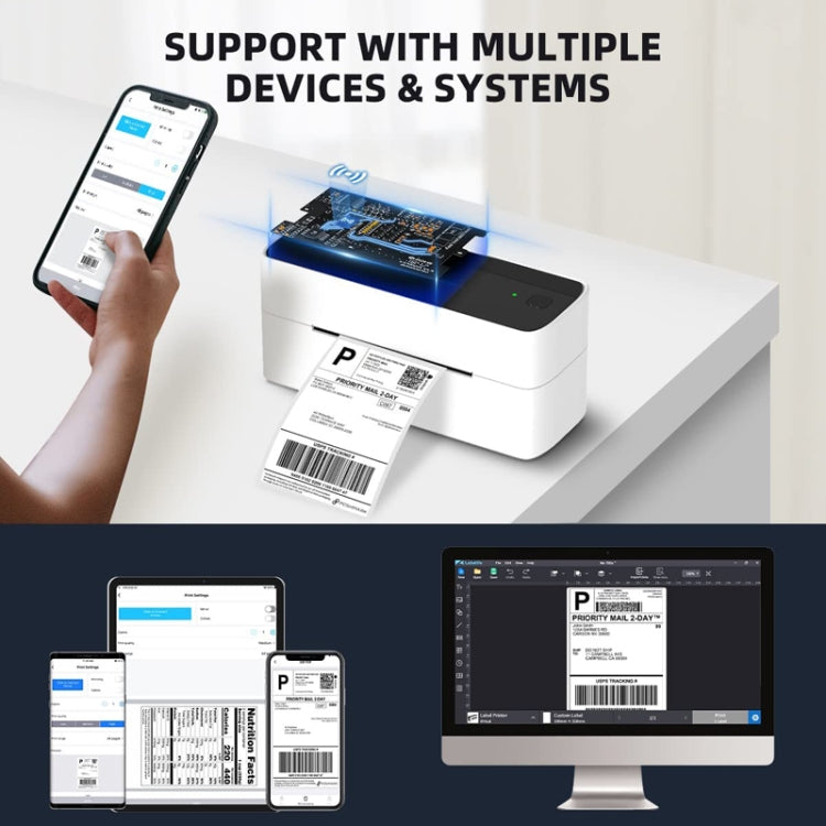 Imprimante d'étiquettes d'adresse thermique Bluetooth Phomemo PM241-BT pour étiquettes d'expédition, US, EU