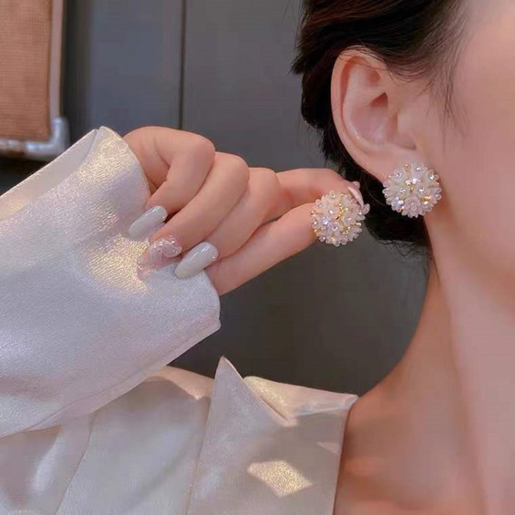 2 paires de clous d'oreilles fleur bombée, boucles d'oreilles élégantes en cristal