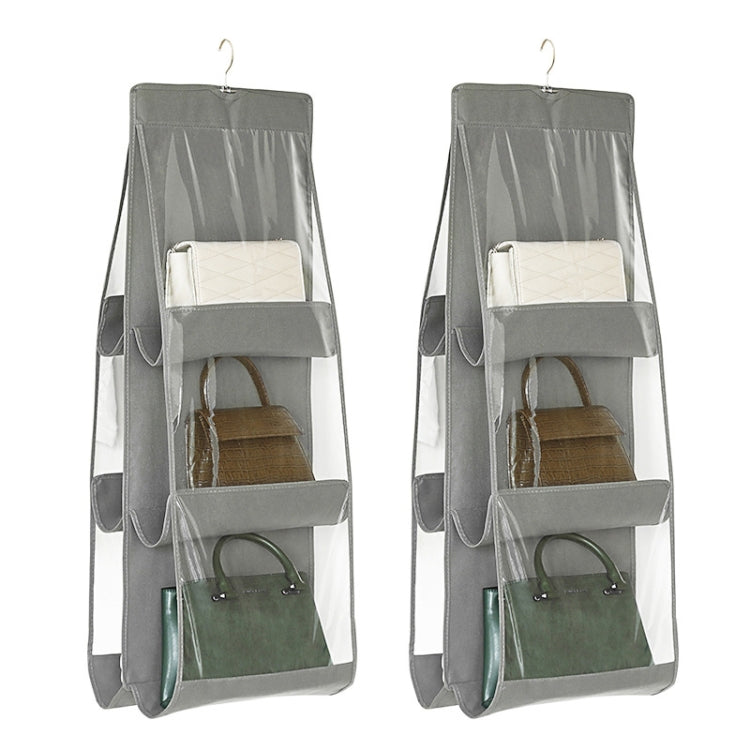 2 sacs de rangement transparents double face, à suspendre dans la garde-robe, étanches à la poussière, gris 6 grilles, noir 6 grilles, gris 8 grilles, noir 8 grilles