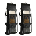 2 sacs de rangement transparents double face, à suspendre dans la garde-robe, étanches à la poussière, gris 6 grilles, noir 6 grilles, gris 8 grilles, noir 8 grilles