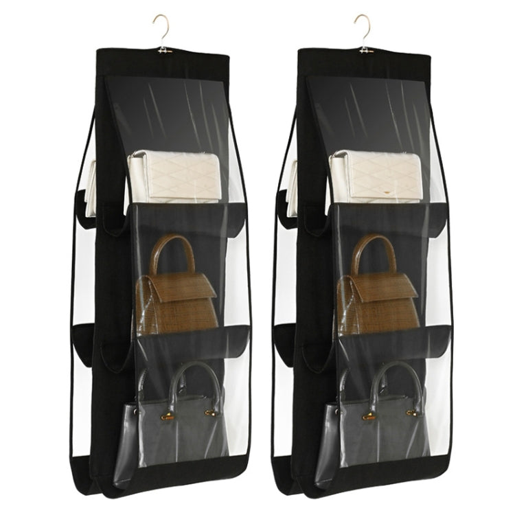 2 sacs de rangement transparents double face, à suspendre dans la garde-robe, étanches à la poussière, gris 6 grilles, noir 6 grilles, gris 8 grilles, noir 8 grilles