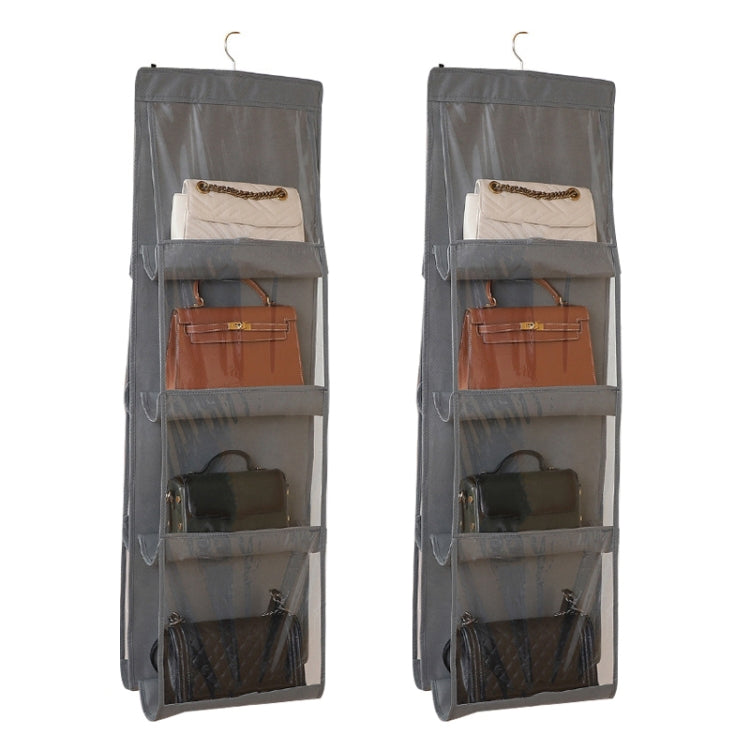 2 sacs de rangement transparents double face, à suspendre dans la garde-robe, étanches à la poussière, gris 6 grilles, noir 6 grilles, gris 8 grilles, noir 8 grilles