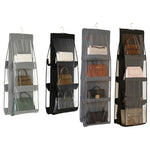 2 sacs de rangement transparents double face, à suspendre dans la garde-robe, étanches à la poussière, gris 6 grilles, noir 6 grilles, gris 8 grilles, noir 8 grilles