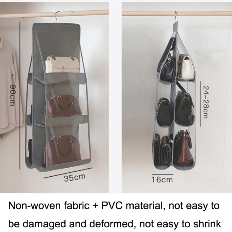 2 sacs de rangement transparents double face, à suspendre dans la garde-robe, étanches à la poussière, gris 6 grilles, noir 6 grilles, gris 8 grilles, noir 8 grilles