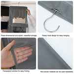 2 sacs de rangement transparents double face, à suspendre dans la garde-robe, étanches à la poussière, gris 6 grilles, noir 6 grilles, gris 8 grilles, noir 8 grilles