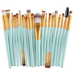 Lot de 20 pinceaux de maquillage à manche en bois, outils de beauté, café, or+noir, noir+blanc, tout noir, noir+café, marron+blanc, or+rose, marron+vert, marron+rose, marron+noir, or+blanc, or+vert, noir+vert, noir+rose, marron+violet