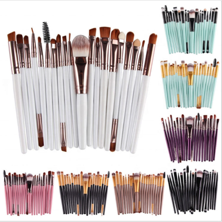 Lot de 20 pinceaux de maquillage à manche en bois, outils de beauté, café, or+noir, noir+blanc, tout noir, noir+café, marron+blanc, or+rose, marron+vert, marron+rose, marron+noir, or+blanc, or+vert, noir+vert, noir+rose, marron+violet