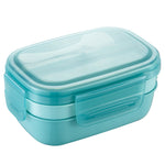 Boîte à déjeuner hermétique à compartiments pour enfants, grande capacité 1900 ml, couleurs disponibles : bleu clair, rose, vert clair, bleu, vert