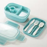 Boîte à déjeuner hermétique à compartiments pour enfants, grande capacité 1900 ml, couleurs disponibles : bleu clair, rose, vert clair, bleu, vert