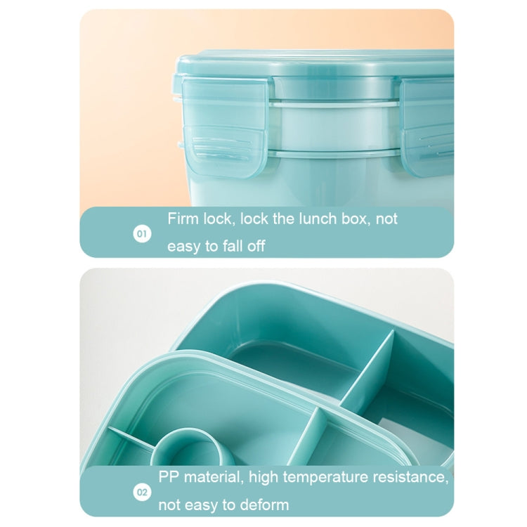 Boîte à déjeuner hermétique à compartiments pour enfants, grande capacité 1900 ml, couleurs disponibles : bleu clair, rose, vert clair, bleu, vert