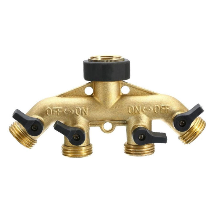 Garden Watering Agricultural Irrigation Family Car Wash Faucet Copper 4-way Ball Valve Water Divider, European Thread, American Thread