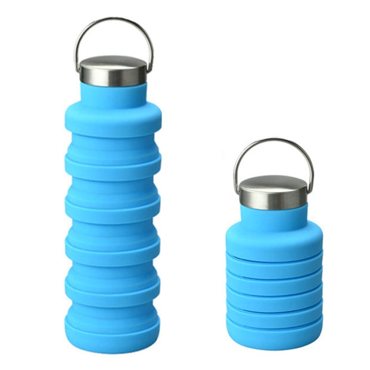 Gourde pliable portable en silicone pour sports de plein air 500 ml, avec poignée et couvercle bleus, avec poignée et couvercle oranges, avec poignée et couvercle gris, avec poignée et couvercle violets, avec poignée et couvercle noirs