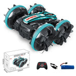 Voiture télécommandée amphibie acrobatique 2,4 GHz à double face et à roulement, jouet électrique pour enfants, rouge et vert