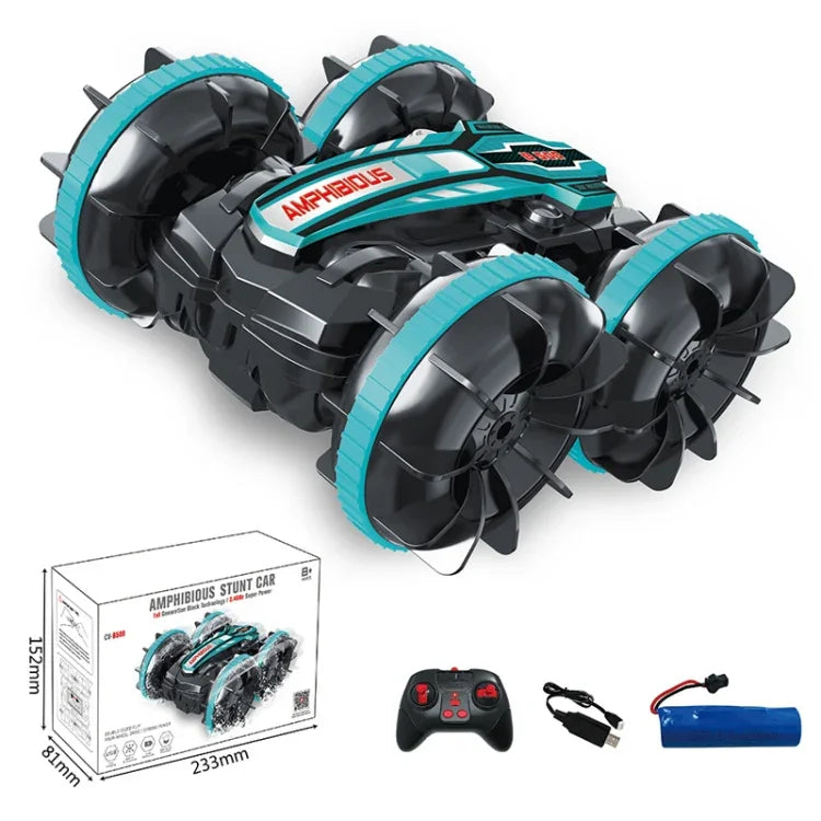 Voiture télécommandée amphibie acrobatique 2,4 GHz à double face et à roulement, jouet électrique pour enfants, rouge et vert