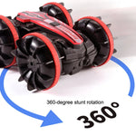 Voiture télécommandée amphibie acrobatique 2,4 GHz à double face et à roulement, jouet électrique pour enfants, rouge et vert