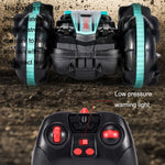 Voiture télécommandée amphibie acrobatique 2,4 GHz à double face et à roulement, jouet électrique pour enfants, rouge et vert