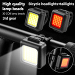 Lampe COB à perles mini pour VTT, rechargeable USB, étanche, lampe de vélo de route, phare blanc, feu arrière rouge, phare blanc + feu arrière rouge