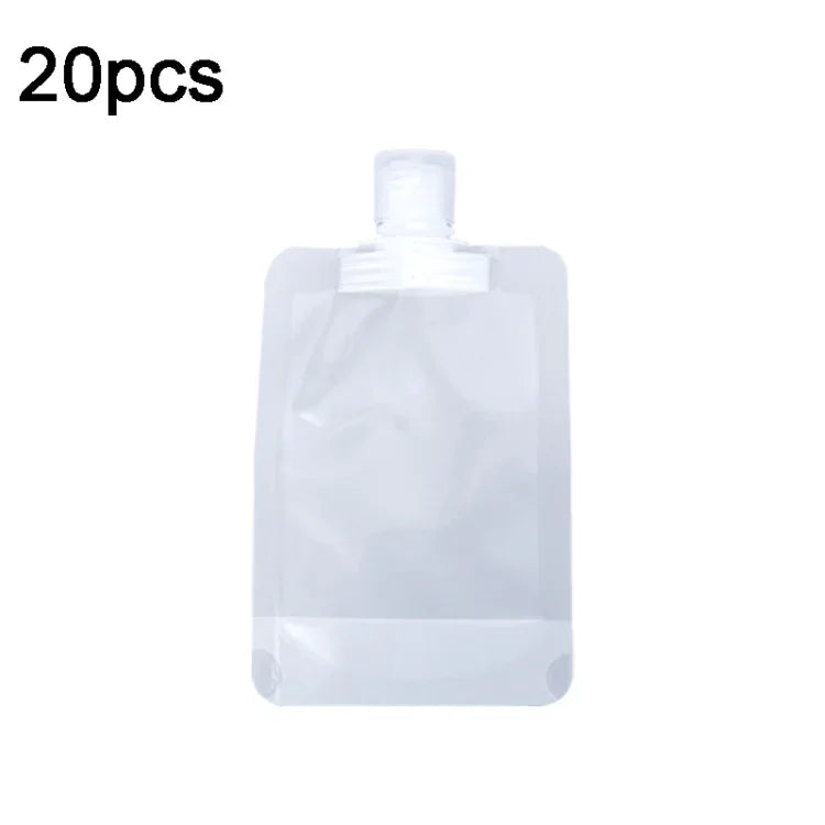 20x Sachets rechargeables de voyage vides à presser pour lotion et shampoing, 30 ml, 50 ml, 100 ml