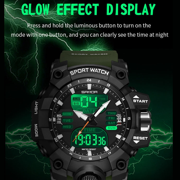 Réveil lumineux vert SANDA multifonction, étanche, antichoc, montre transparente