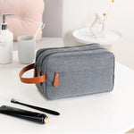 Trousse de Toilette Double Couche pour Homme Accessoires de Voyage Sac Portable Résistant à l'Humidité