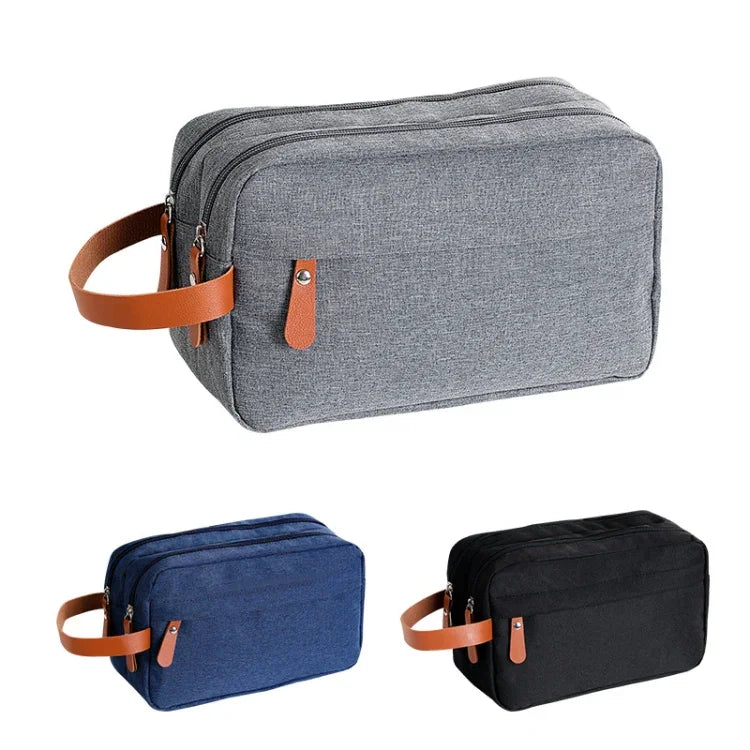 Trousse de Toilette Double Couche pour Homme Accessoires de Voyage Sac Portable Résistant à l'Humidité