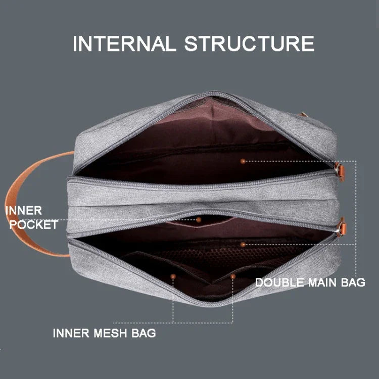 Trousse de Toilette Double Couche pour Homme Accessoires de Voyage Sac Portable Résistant à l'Humidité