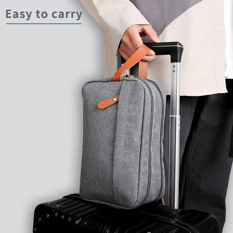 Trousse de Toilette Double Couche pour Homme Accessoires de Voyage Sac Portable Résistant à l'Humidité