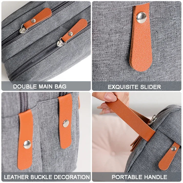 Trousse de Toilette Double Couche pour Homme Accessoires de Voyage Sac Portable Résistant à l'Humidité