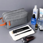 Trousse de Toilette Double Couche pour Homme Accessoires de Voyage Sac Portable Résistant à l'Humidité