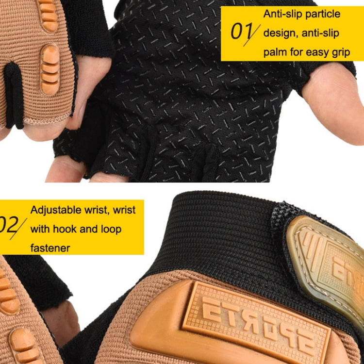 Gants Mi-Doigts Enfant pour Vélo Tout Terrain, Skateboard et Entraînement Militaire, Tailles M, L