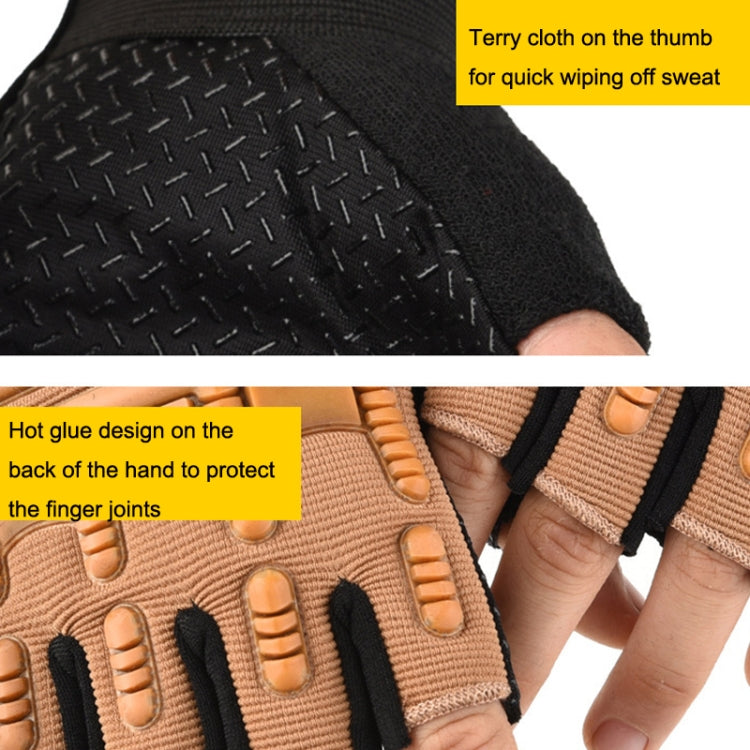 Gants Mi-Doigts Enfant pour Vélo Tout Terrain, Skateboard et Entraînement Militaire, Tailles M, L