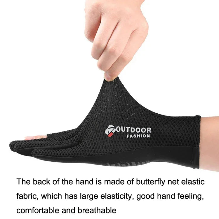 Gants de cyclisme fins en soie glacée respirante, avec protection UV et maille à deux doigts