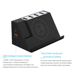 Chargeur multifonction 6 ports avec charge sans fil PD 20W + QC 3.0, noir