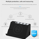 Chargeur multifonction 6 ports avec charge sans fil PD 20W + QC 3.0, noir