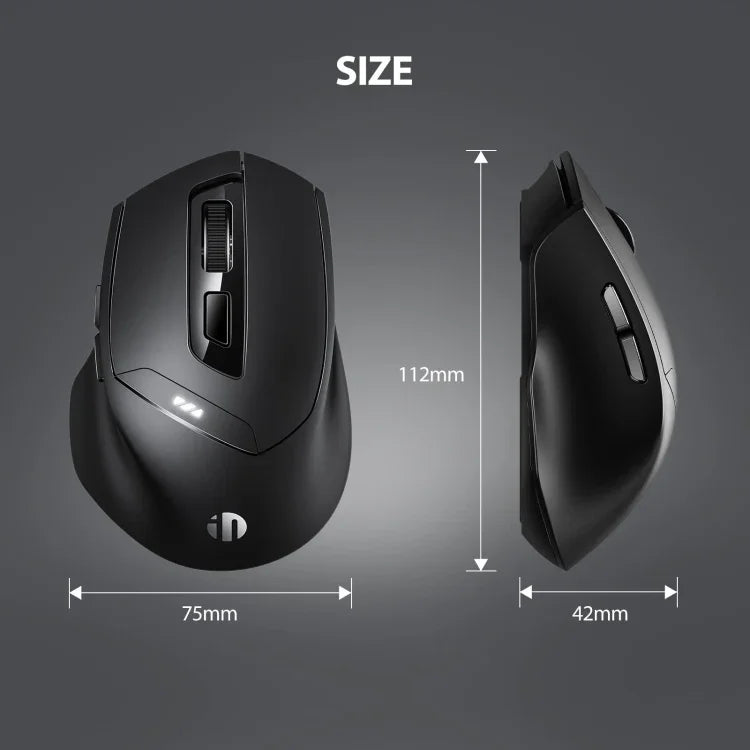 Souris sans fil Inphic DR01 Bluetooth 3 modes rechargeable, silencieuse, pour bureau, jeu, ordinateur portable, usage domestique, DR01 (Noir)
