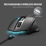 Souris sans fil Inphic DR01 Bluetooth 3 modes rechargeable, silencieuse, pour bureau, jeu, ordinateur portable, usage domestique, DR01 (Noir)