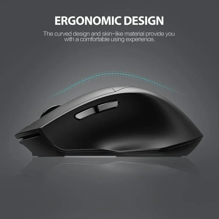 Souris sans fil Inphic DR01 Bluetooth 3 modes rechargeable, silencieuse, pour bureau, jeu, ordinateur portable, usage domestique, DR01 (Noir)